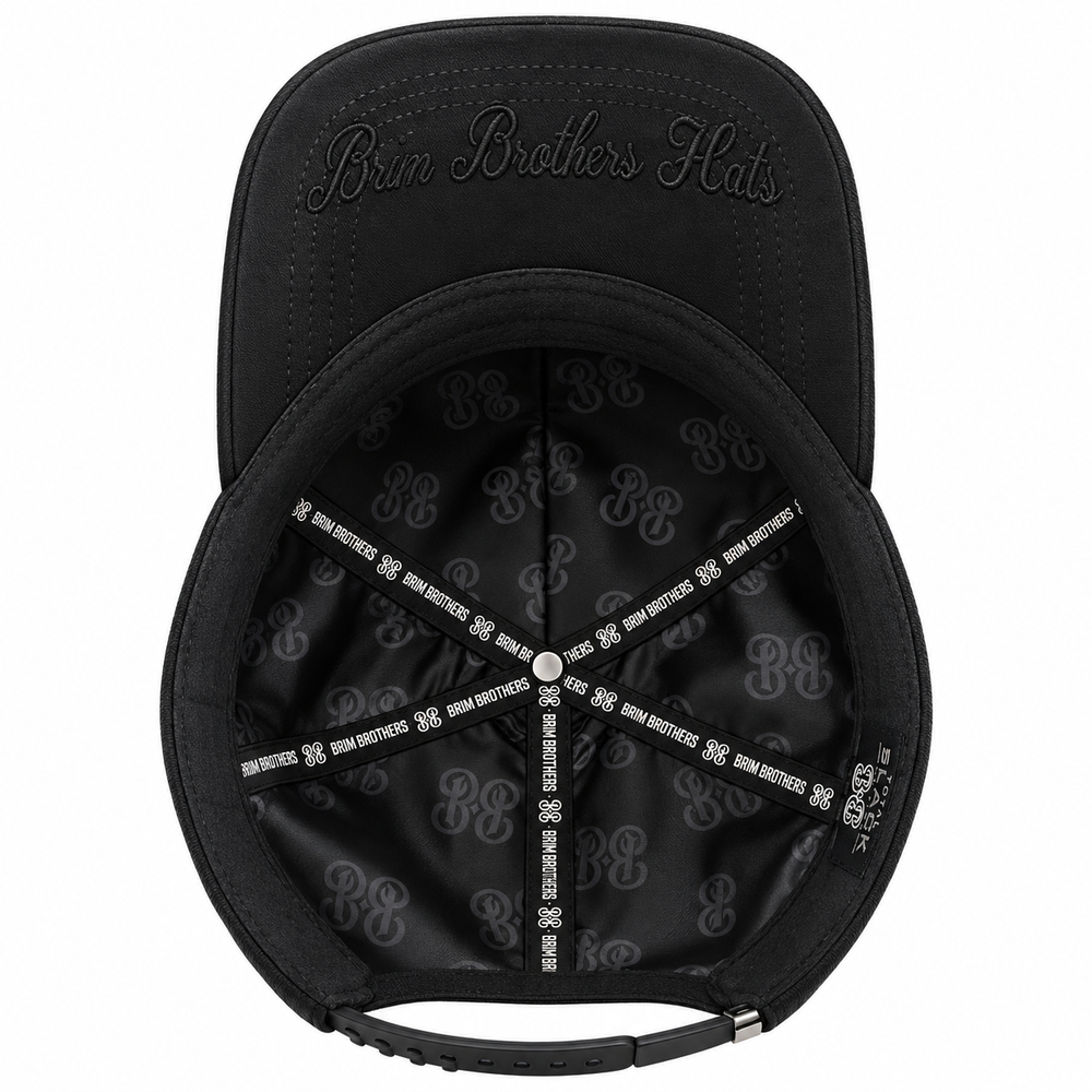 Total Black Edition under brim with black-on-black Brim Brothers Hats embroidery and BB-print lining