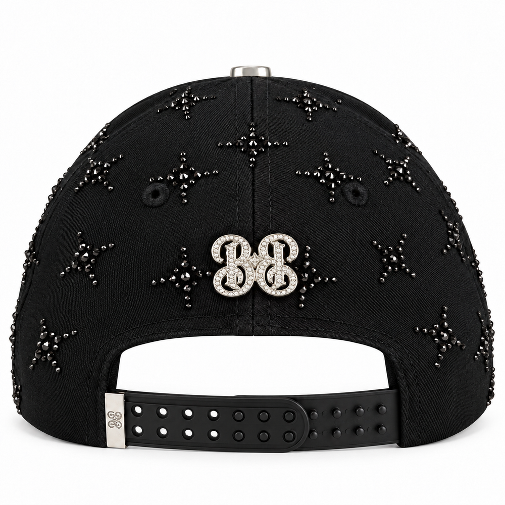 Total Black Edition back with silver rhinestone BB emblem and snapback